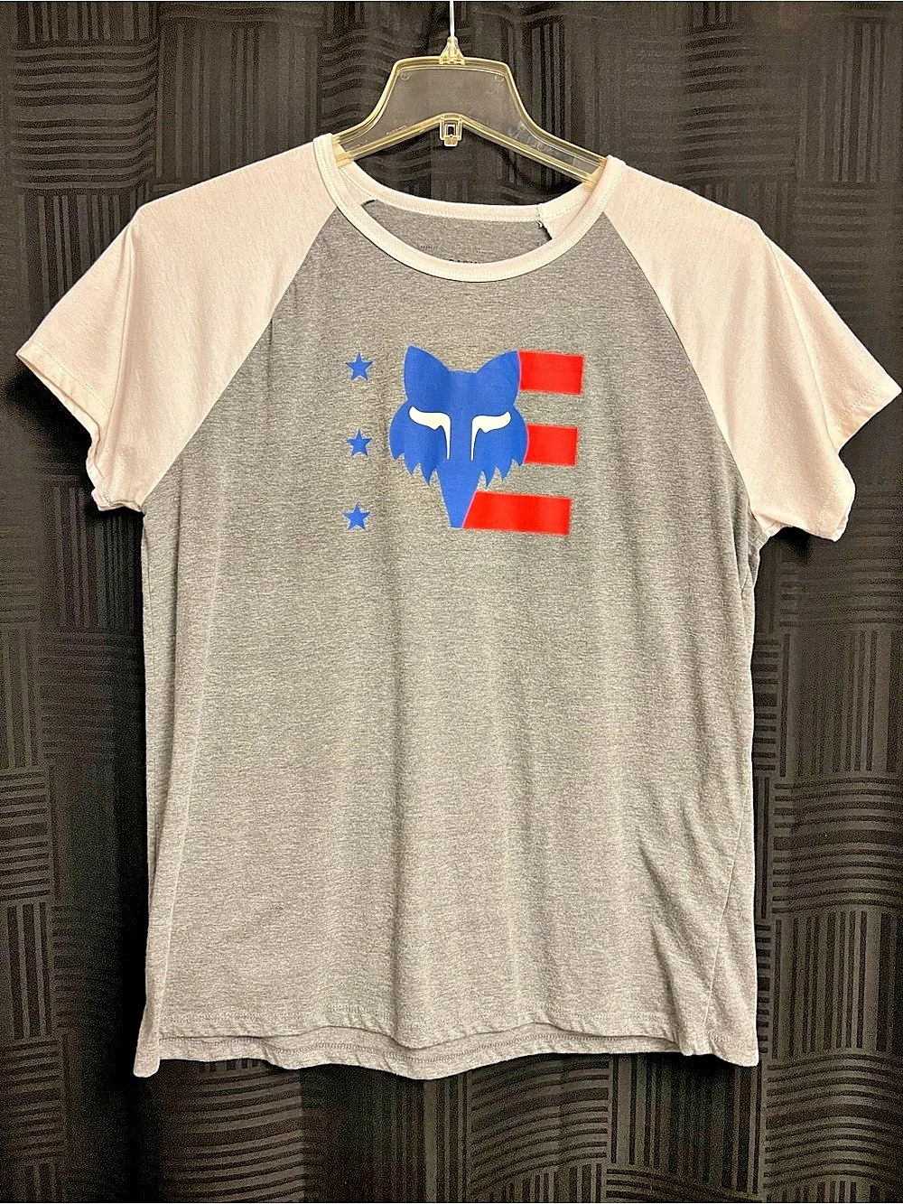 Fox Racing Fox Graphic Raglan Tee in Gray & Pink Size XL Like New